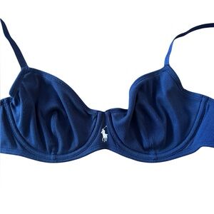 Polo Ralph Lauren Ribbed Underwire Bra Navy Blue 38 C NWT